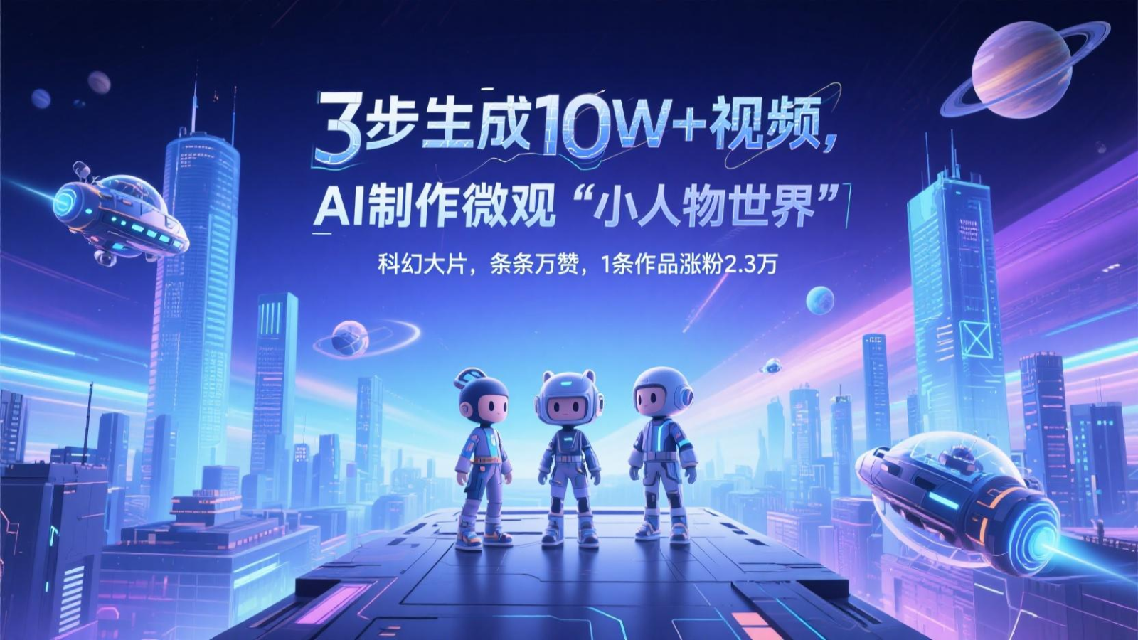 三步生成10W+视频，AI制作微观“小人物世界”科幻大片，条条万赞，1条作品涨粉2.3万-生财有术官方网站