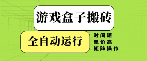 游戏盒子搬砖，全自动运行，无需人工，时间短、单价高、矩阵操作【揭秘】-生财有术官方网站