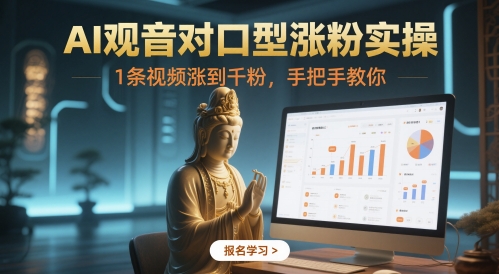 AI观音对口型涨粉实操，1条视频涨到千粉，手把手教你-生财有术官方网站